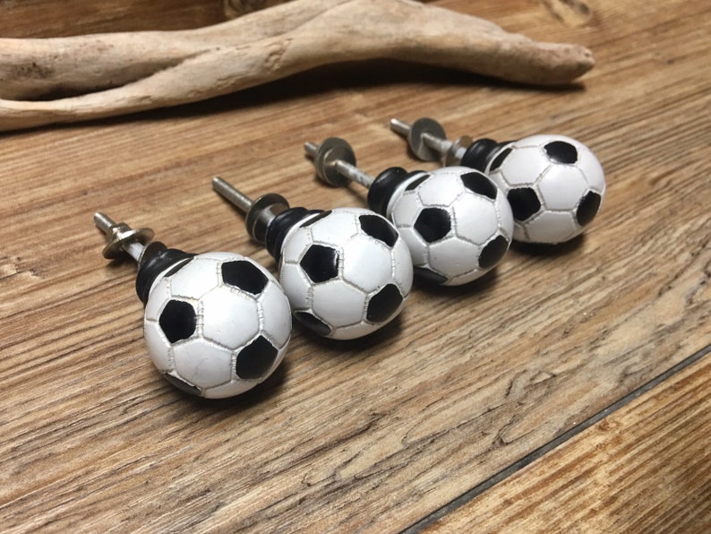 Set of 4 Soccer Ball Knobs Soccer Drawer Pull Sports Theme Etsy