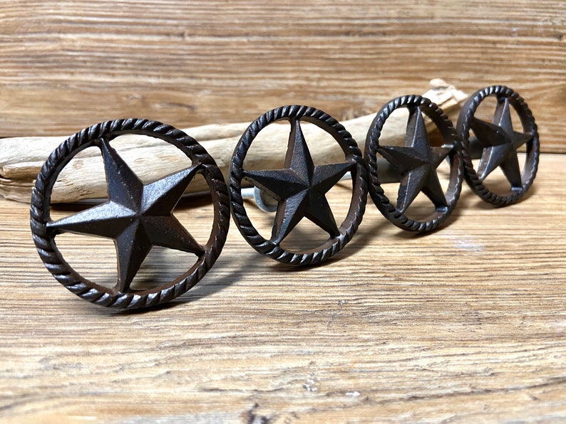 Set of 2 Metal Star Knob With Rope Border Texas Star Knob Etsy