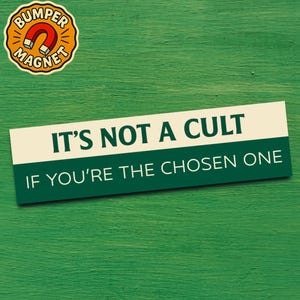 Funny Spiritual Bumper Magnet for Car Retro Dark Humor Cult Aesthetic Gift Unhinged Internet Meme for Chosen Ones and Weird Friends