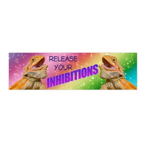 Funny Lizard Bumper Sticker Release Your Inhibitions Meme Decal Rainbow Sparkle Aesthetic Car Laptop Sticker Gift for Reptile Lovers Gen Z image 2