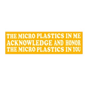 Funny retro bumper sticker for environmentalists with vintage design and micro plastics humor, weird car decal with ironic wellness vibes image 2