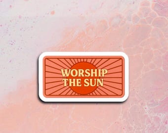 Niedlicher Ästhetischer Vinyl-Aufkleber für Laptop oder Wasserflasche Retro Sun Aufkleber, Hippie spirituelles Geschenk, Cottagecore Solar Art, wasserdicht