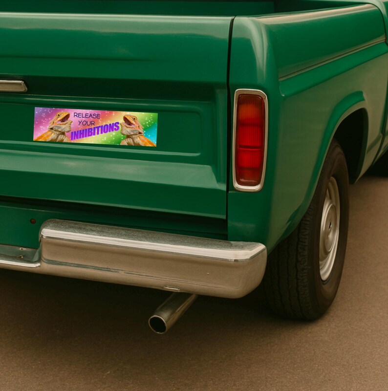 Funny Lizard Bumper Sticker Release Your Inhibitions Meme Decal Rainbow Sparkle Aesthetic Car Laptop Sticker Gift for Reptile Lovers Gen Z image 6