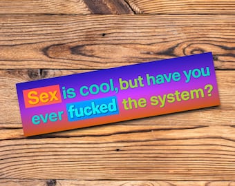 Funny Bumper Sticker Vapor Wave Punk Aesthetic Protest Art Fuck the System Leftist Anti Fascist Sex Is Cool Political Car Decal Activists