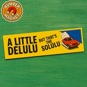 Funny Bumper Magnet for Delulu Drivers Internet Meme Lovers and Chaos Enthusiasts Hilarious Car Gift for Bold, Slightly Unstable Friends