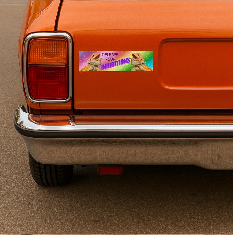 Funny Lizard Bumper Sticker Release Your Inhibitions Meme Decal Rainbow Sparkle Aesthetic Car Laptop Sticker Gift for Reptile Lovers Gen Z image 4