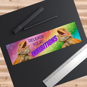 Funny Lizard Bumper Sticker Release Your Inhibitions Meme Decal Rainbow Sparkle Aesthetic Car Laptop Sticker Gift for Reptile Lovers Gen Z image 7