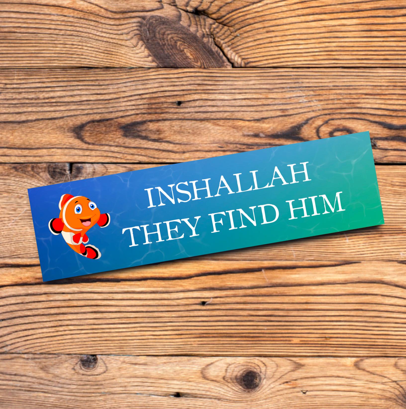 Funny Inshallah Bumper Sticker Meme Car Decal Nemo Parody Gift for Gen Z and Millennials Internet Humor Laptop Sticker Finding Nemo Joke