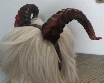 New Arrival: Beast Grand Costume Cosplay ULTRA LIGHT WEIGHT Curled Beastly Horns red highlights