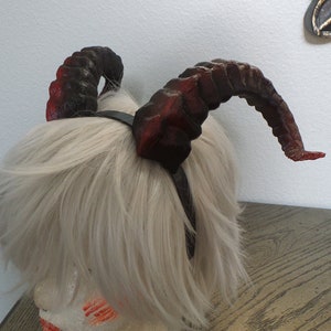 New Arrival: Beast Grand Costume Cosplay ULTRA LIGHT WEIGHT Curled Beastly Horns red highlights