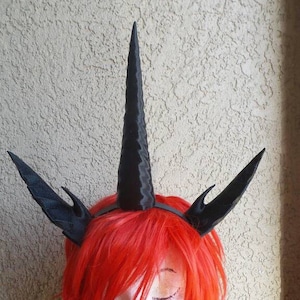 X Large Dragon Twist  unicorn fantasy horn and ears horned headband 3D print Black changeling brony saber unicorn headband dragon horns