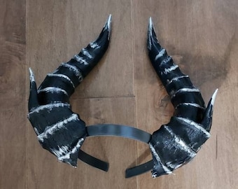 Fantasy splintered Dragon horns Snake Dragon 3d printed horns on headband  dragon  headress large goat horns beast horns dinosaur cosplay