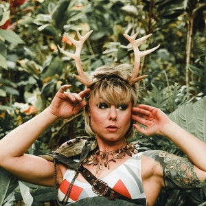NEW!  Doe / Deer Antlers Horns  3D Printed ( Light Weight Plastic) Reindeer Antlers comic-con  Lottie the antler queen