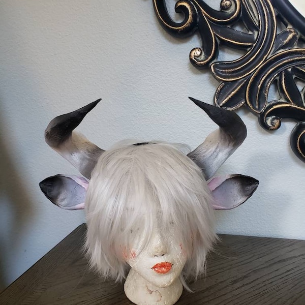 Minotaur Horns and Ears- Long Horn Cow-Bull Matador horns headband 3D printed cosplay comicon fantasy horns  wow lightweight horns overlord