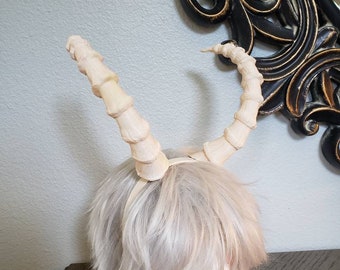 Mountain Goat horns Krampus horns on headband  lightweight cosplay horned headband long and thin Photo prop horns Furry addition bone dragon