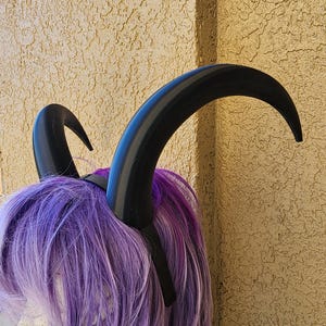 Mountain Goat horns Krampus horns on headband  lightweight cosplay horned headband long and thin Photo prop horns Furry addition bone dragon
