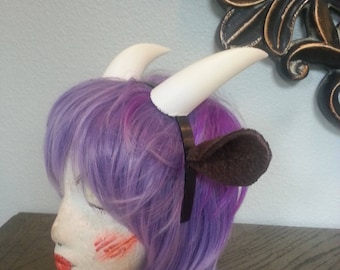 Goat fantasy 3d printed horns with ears option on headband theatre prop stag prop