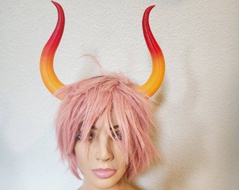 Matador-Bull-horns-Ombre-orange and red horned headband comic-con cosplay horns 3D printed lightweight