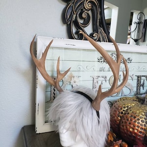 NEW! Realistic  Doe / Deer Antlers Horns and optional ears  3D Printed (Ultra Light Weight Plastic) Reindeer Antlers comic-con