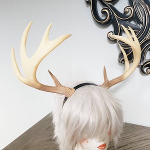 NEW! Realistic  Doe / Deer Antlers Horns and optional ears  3D Printed (Ultra Light Weight Plastic) Reindeer Antlers comic-con