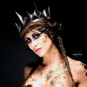 The dark queen Burnished Pewter crown Ravenna Inspired Adult queen crown 3d printed