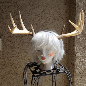 NEW! Realistic  Doe / Deer Antlers Horns and optional ears  3D Printed (Ultra Light Weight Plastic) Reindeer Antlers comic-con