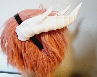 Fantasy splintered Dragon horns Snake Dragon 3d printed horns on headband  dragon  headress large goat horns beast horns dinosaur cosplay