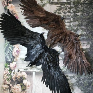 Feder Maleficent Flügel schwarze Feder Flügel braune Krähe Flügel Rabenflügel mit Tallons Kind Maleficent Flügel.