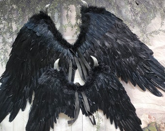 Feather Premium Maleficent wings black feather wings crow wings raven wings with optional talons Child/adult Maleficent wings.