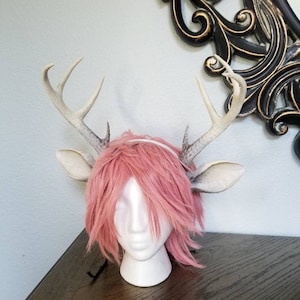 NEW ARRIVAL! Realistic  Doe / Deer Antlers Horns and optional ears  3D Printed (Ultra Light Weight Plastic) Reindeer Antlers comic-con