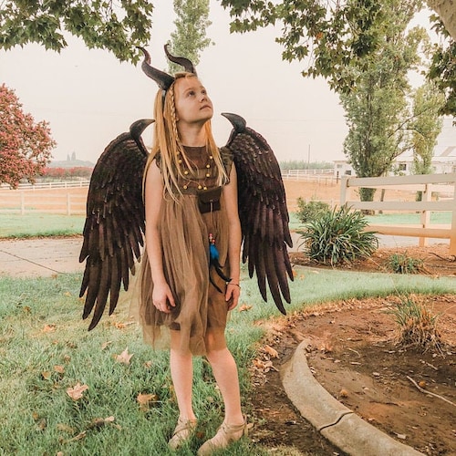 Child Young Maleficent Inspired Full costume includes Horns Wings Dress shops Accessories girls size girls maleficent costume