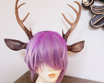 NEW! Realistic  Doe/Deer Antlers Horns and optional ears  3D Printed ( Light Weight Plastic) Reindeer Antlers Jackalope style Lottie horns