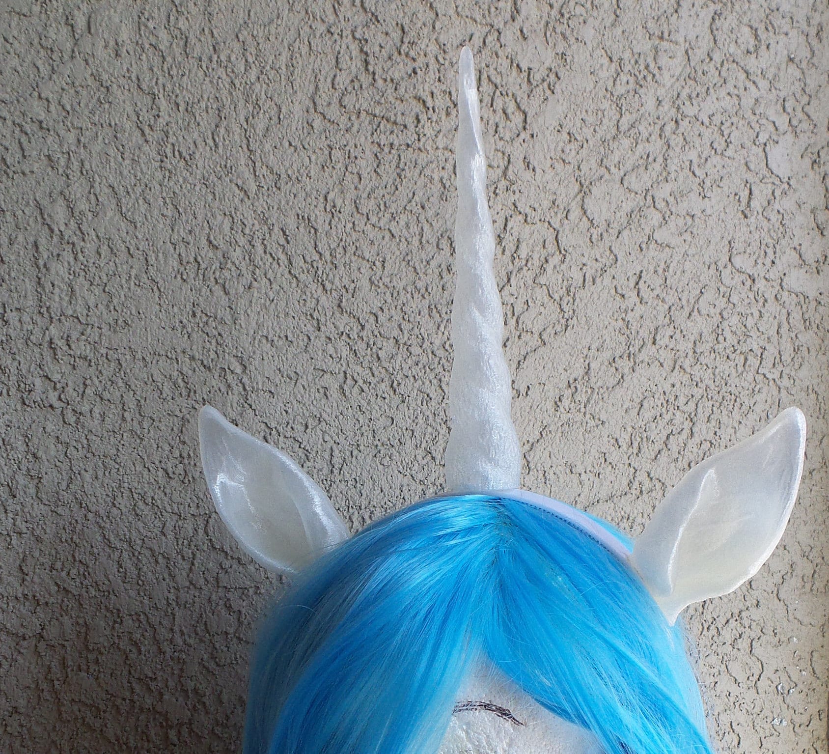 X Large realistic  unicorn and ears on a headband fantasy horn and ears horned headband 3D print clear plastic unicorn headband dragon horns