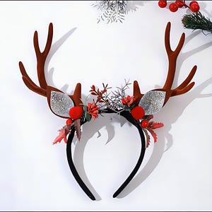 NEW! Christmas tree branch deer antler floral headband for kids and adults