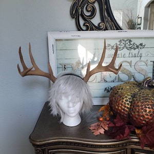 NEW! Realistic  Stag / Deer Antlers Horns and optional ears  3D Printed (Ultra Light Weight Plastic) Reindeer Antlers comic-con