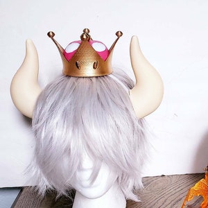 Supercrown lady Bowsette inspired horns and crown set  nintendo Matador-Bull-horns-headband comic-con cosplay horns gaming costume cow horns