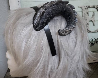 NEW ARRIVAL Small Snap Dragon curled ram horns horned headband 3D printed cosplay comicon fantasy fursuit horns wow curly black sheep horns