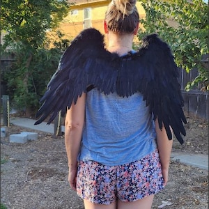 Real Feather Maleficent wings black feather wings crow wings raven wings with optional talons Child/adult large White wings. image 9