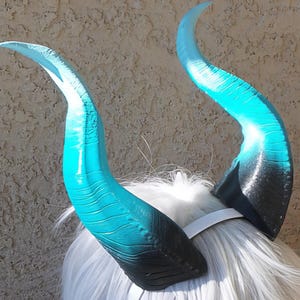 NEWLY IMPROVED! Young Maleficent Inspired 9.5&quot; Horns  3D Printed Ombre Purple Green Yellow Aqua Suitable for kids and adults comic-con