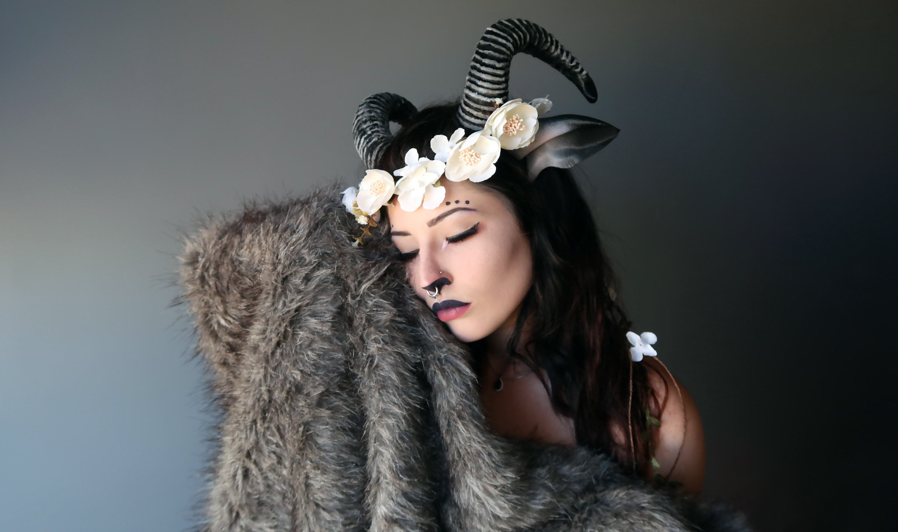 NEW ARRIVAL RAM horns headband 3D printed cosplay comicon fantasy horns with ears option wow large
