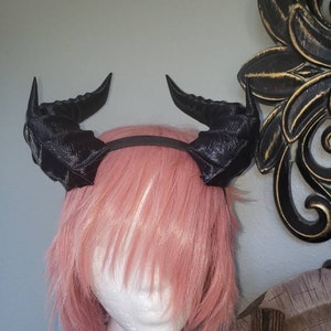 Fantasy splintered Dragon horns Snake Dragon 3d printed horns on headband  dragon  headress large goat horns beast horns dinosaur cosplay
