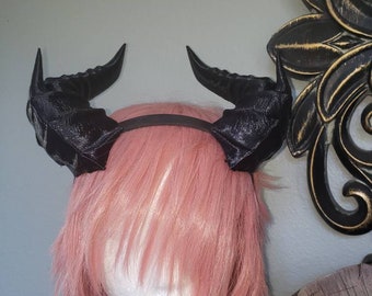 Fantasy splintered Dragon horns Snake Dragon 3d printed horns on headband  dragon  headress large goat horns beast horns dinosaur cosplay