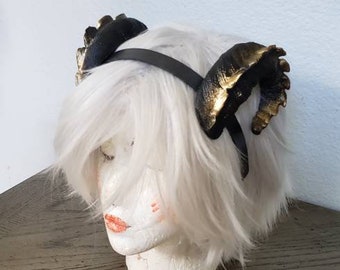 NEW ARRIVAL Small Snap Dragon curled ram horns horned headband 3D printed cosplay comicon fantasy fursuit horns wow curly black sheep horns