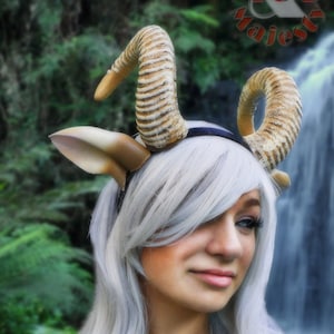 NEW ARRIVAL RAM horns headband 3D printed cosplay comicon fantasy horns with ears option wow large