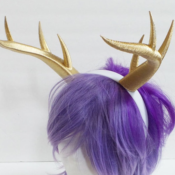 Gold Christmas Doe / Deer Antlers Horns  3D Printed (Ultra Light Weight Plastic)gold Reindeer Antlers Reindeer headdress