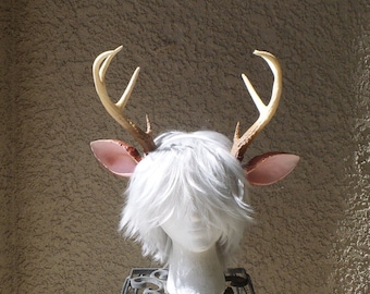 NEW ! Realistic  Doe / Deer Antlers Horns and optional ears  3D Printed (Ultra Light Weight Plastic) Reindeer Antlers comic-con Lottie horns