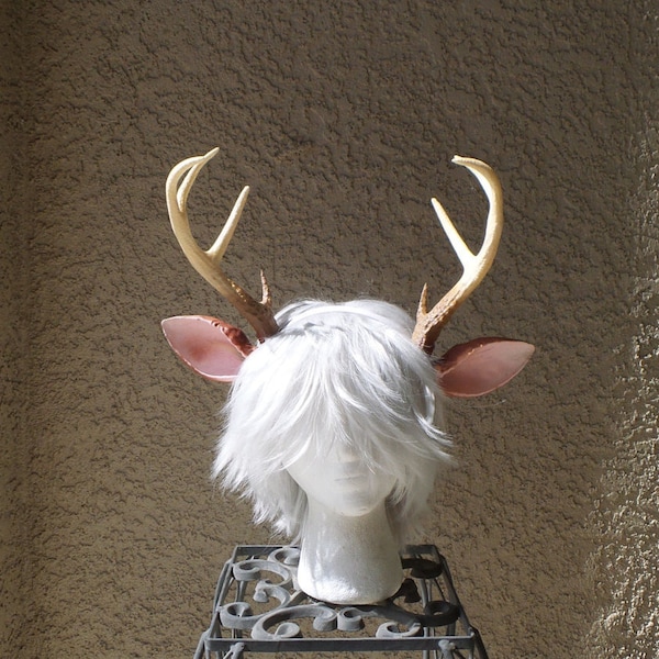 NEW ! Realistic  Doe / Deer Antlers Horns and optional ears  3D Printed (Ultra Light Weight Plastic) Reindeer Antlers comic-con Lottie horns