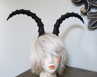 Mountain Goat horns Krampus horns on headband  lightweight cosplay horned headband long and thin Photo prop horns Furry addition bone dragon