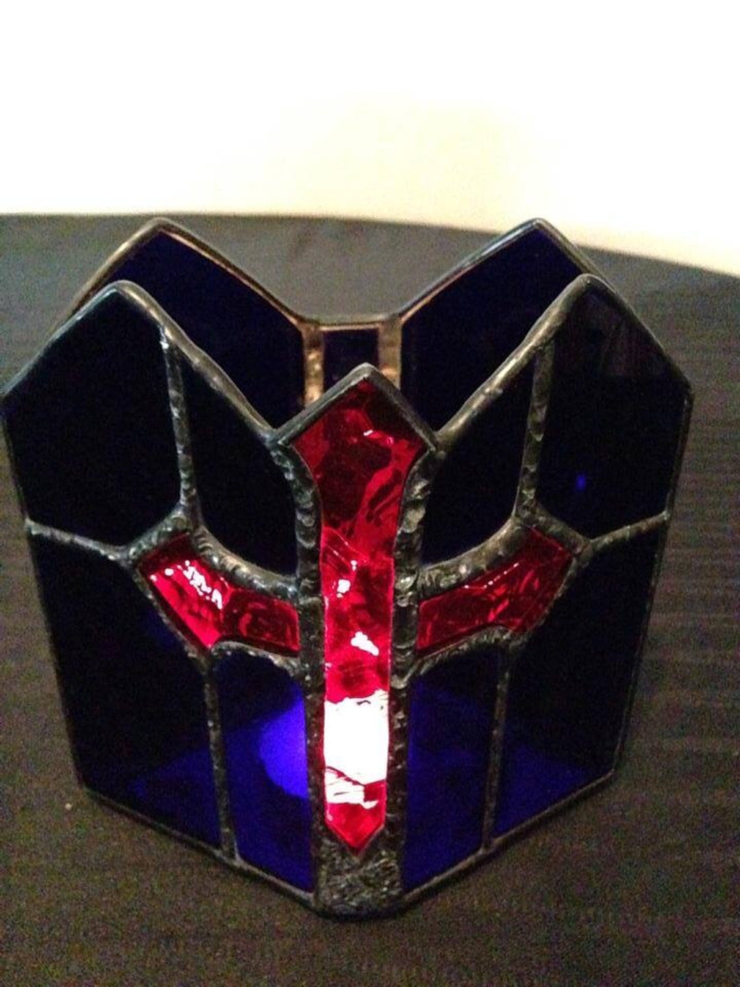 Stained Glass Cross Candle Holder. Etsy