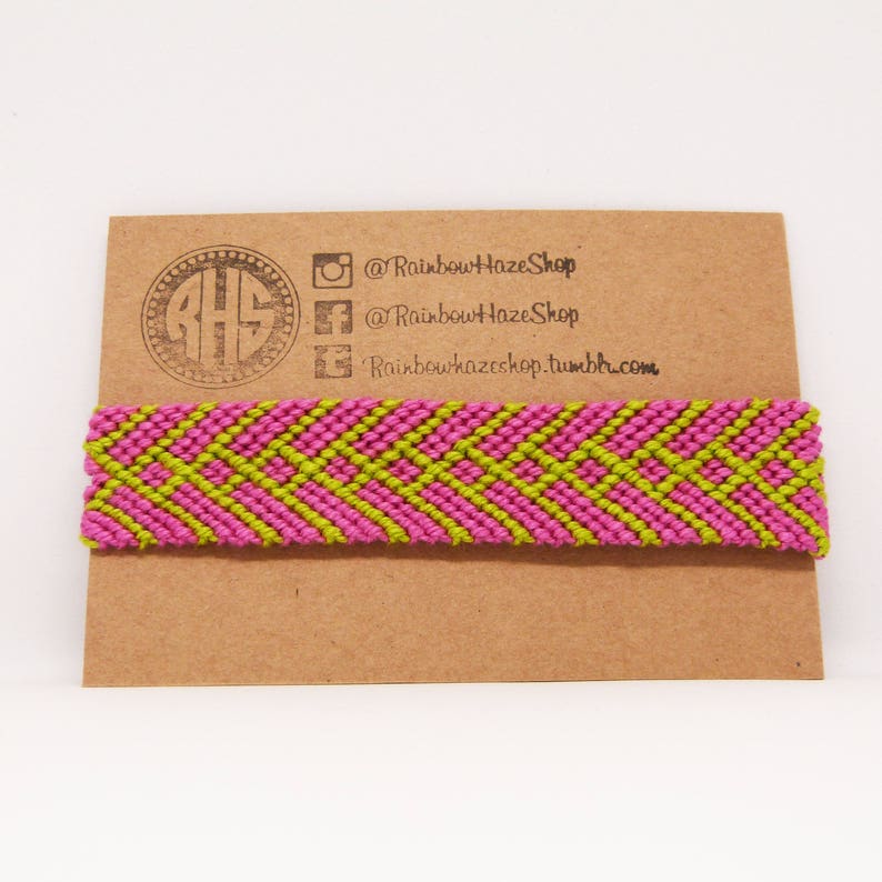 Hot Pink Apple Green Tribal Friendship Bracelet Woven Cotton Bracelet Funky Hippy Textile bracelet Stocking Filler Girlfriend Gift Macrame
